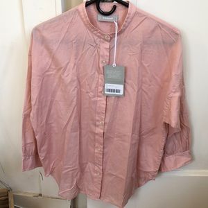Everlane collarless air shirt button down in rose